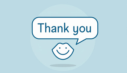 Expressing Gratitude A Blue Background with a Speech Bubble and a Smiling Mouth Symbol
