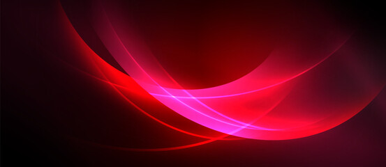 Obraz premium Abstract red light curves, flowing shapes. Dark background creates dramatic visual impact. Modern design element.
