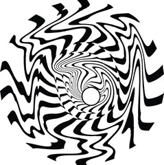 Abstract Op Art Vortex with Central Circle Black and White Illusion Pattern Optical Art Graphics