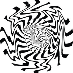 Optical Illusion Vortex Swirling Black and White Abstract Art Hypnotic Pattern Design and Dynamic