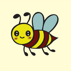 Vector design of a picture of a very cute and colorful little honey bee, very suitable for use as a learning picture or other image.