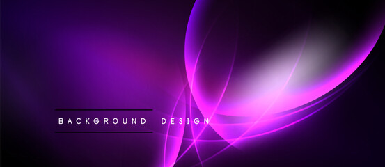 Abstract purple design. Flowing lines create dynamic visual effect. Dark background emphasizes bright curves, modern aesthetic.
