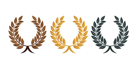 Victory Laurel Wreath Icon Set – Classic Award Symbols