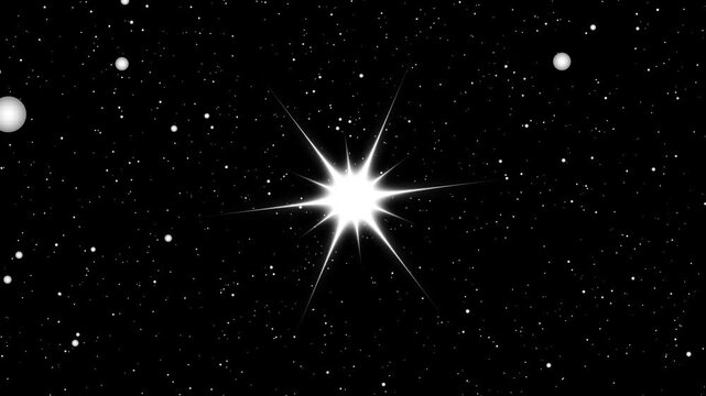 Star twinkling, white star blinking animation, white cartoon, Glow twinkle movement timeline, sparkling stars Shine animation, Twinkling star motion graphics with black background, 4k animation