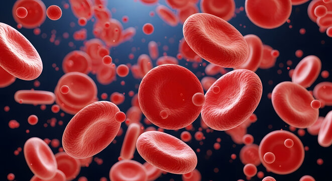 Red Blood Cells Flowing in Circulatory System 3D Render - Powered by Adobe