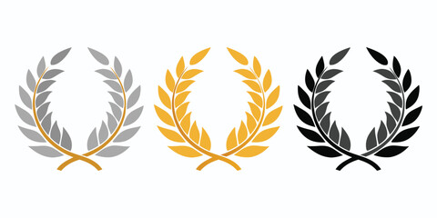 Victory Laurel Wreath Icon Set – Classic Award Symbols