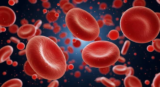 Red Blood Cells Flowing in Circulatory System 3D Render