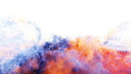 Holi color powder explosion isolated on a transparent background, close-up