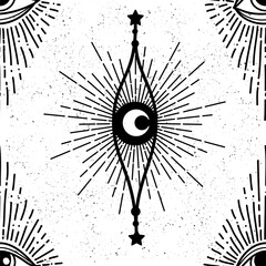 Evil eye set. Eye of Providence. Lineart Vector illustration. Magic celestial witchcraft symbol. Masonic symbol. Hand drawn logo