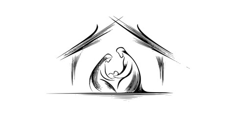 Silhouette Family Prayer | Clean, isolated vector art for creative projects.