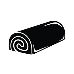 Black rolled towel icon with white outline bath towel