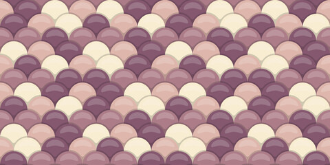 Elegant seamless pattern of overlapping scales in soft purple and cream tones.  Perfect for fashion, textile design, or as a sophisticated background.  Evokes a sense of calm and luxury. © Olena
