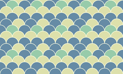 Elegant seamless pattern featuring a captivating fish scale design in muted pastel blues and greens. © Olena