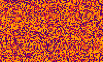 Abstract pixel art background.  Vibrant orange, red, and purple mosaic creates a dynamic, energetic texture. Perfect for website design, digital art, or as a modern, eyecatching pattern.