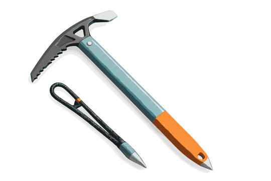 Durable ice axe and safety leash for extreme winter mountaineering and alpine sports