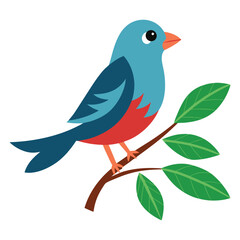 Cute Bird Sitting on Leafy Branch – Isolated Vector Design