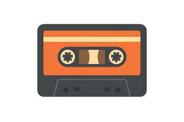 Retro orange audio cassette tape icon isolated on white background