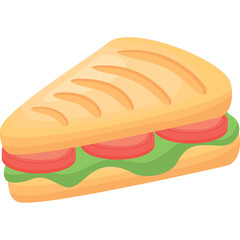 Triangle Sandwich with Grilled Bread Sliced Tomatoes and Lettuce on a Transparent Background