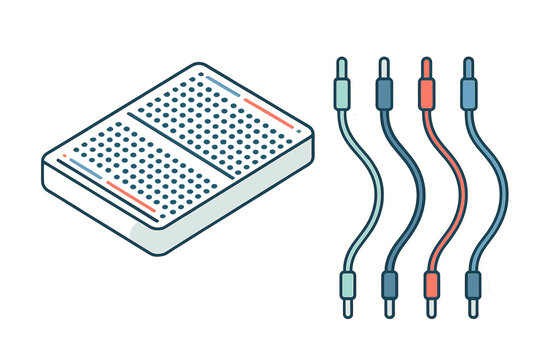Breadboard and jumper wires set for electronics prototyping