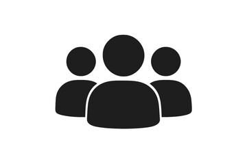 Simple black silhouette of a group of three people for web and app interface design
