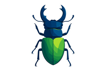 Stag beetle insect with large mandibles and bright green shell