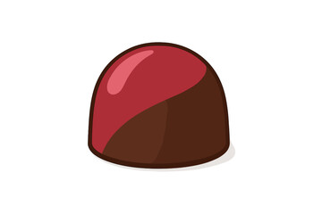 Fototapeta premium Single chocolate candy with red topping and glossy highlight