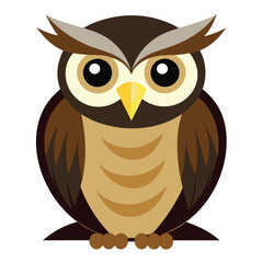 Cute Cartoon Owl on White – Vector Artwork