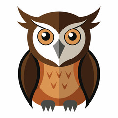 Cute Cartoon Owl on White – Vector Artwork
