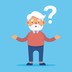 Pensive Old Man Thinking – Conceptual Vector Design