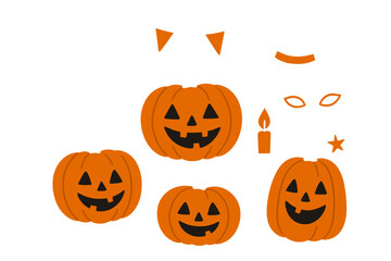 Carved Jack O Lanterns and Facial Feature Elements for Halloween