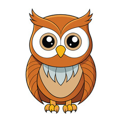 Cute Cartoon Owl on White Background