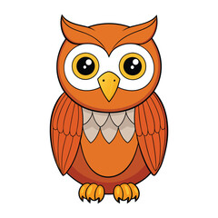 Cute Cartoon Owl on White Background