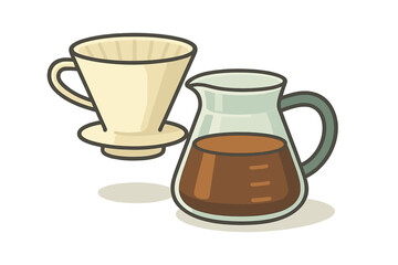 Ceramic pour over coffee dripper and glass carafe for manual brewing