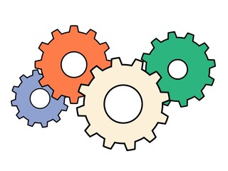 Gear icon with different color. Gear symbol, gear silhouette. Gear illustration