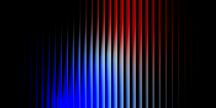 Abstract vertical lines of red blue and white light on black background - Powered by Adobe