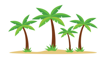 Set of Tiny Palm Trees &ndash; Isolated on White Vector