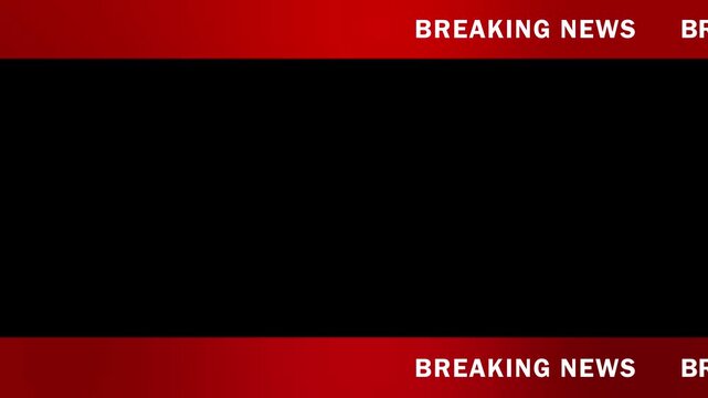 tv broadcast style breaking news lower third animation on chroma key. news lower third background overlay with black screen for breaking news updates. live news lower third chyron loop on black screen