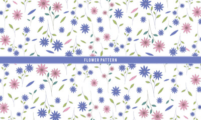 Vibrant Floral Vector Repeat on White Background