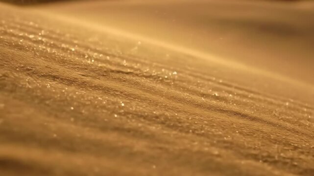 Desert sand moving with wind on dune surface during day. Natural abstract background for nature and environment concept footage.