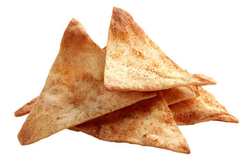 Pita chips served with dipping sauce isolated on transparent background