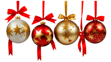 red christmas balls with ribbon