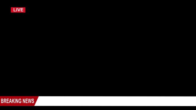 breaking news lower third live banner with black screen background. black screen breaking news lower third overlay for broadcast footage. live breaking news lower third with seamless looping animation