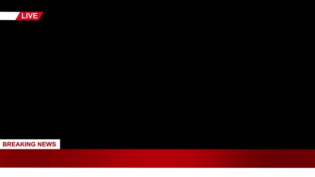 black screen breaking news lower third overlay for broadcast footage. breaking news lower third live banner with black screen background. live breaking news lower third with seamless looping animation