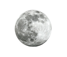 Full, textured moon, gray and white, against stark black background