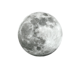 Full, textured moon, gray and white, against stark black background