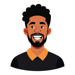 Happy African American Man Smiling Avatar Illustration