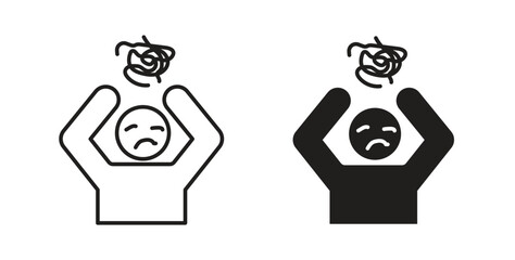 Anxiety icon line and filled style suitable for web and mobile application