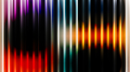 Abstract dark background with vertical glowing lines in various colors for modern technology concept