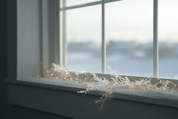 mesmerizing christmas light streams through frosted window illuminating serene interior