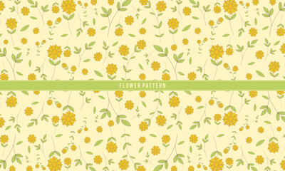 Autumn Botanical Seamless Print on Pale Yellow Background
